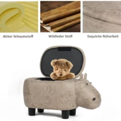 Tierhocker Kinderhocker Sitzhocker mit Stauraum Polsterhocker Sitzbank Aufbewahrungsbox