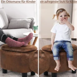 Tierhocker Kinderhocker Sitzhocker mit Stauraum Polsterhocker Sitzbank Aufbewahrungsbox