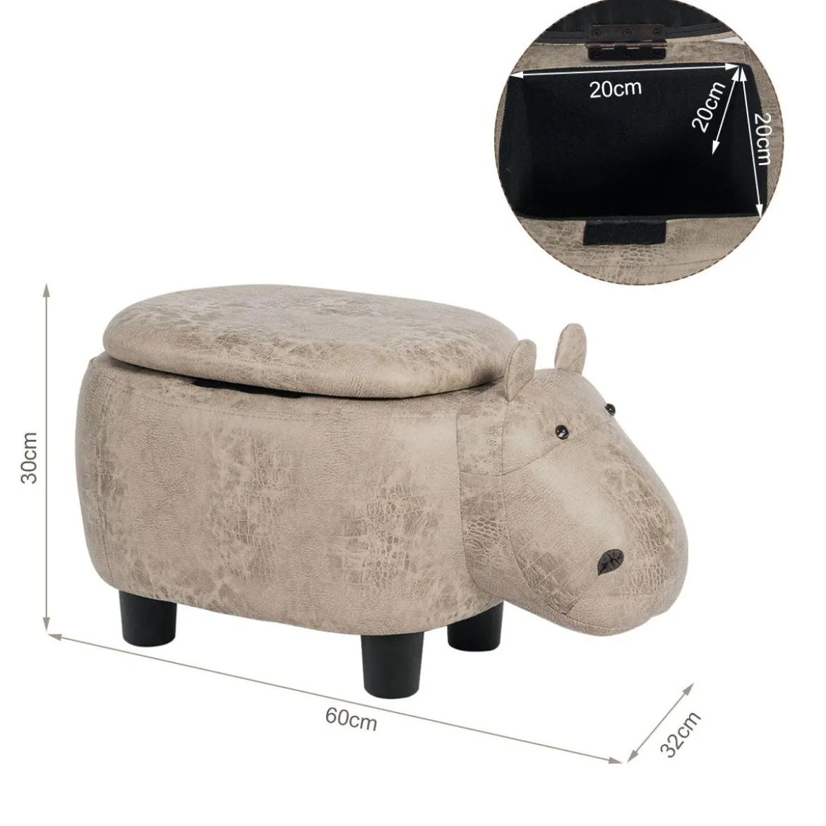 Tierhocker Kinderhocker Sitzhocker mit Stauraum Polsterhocker Sitzbank Aufbewahrungsbox