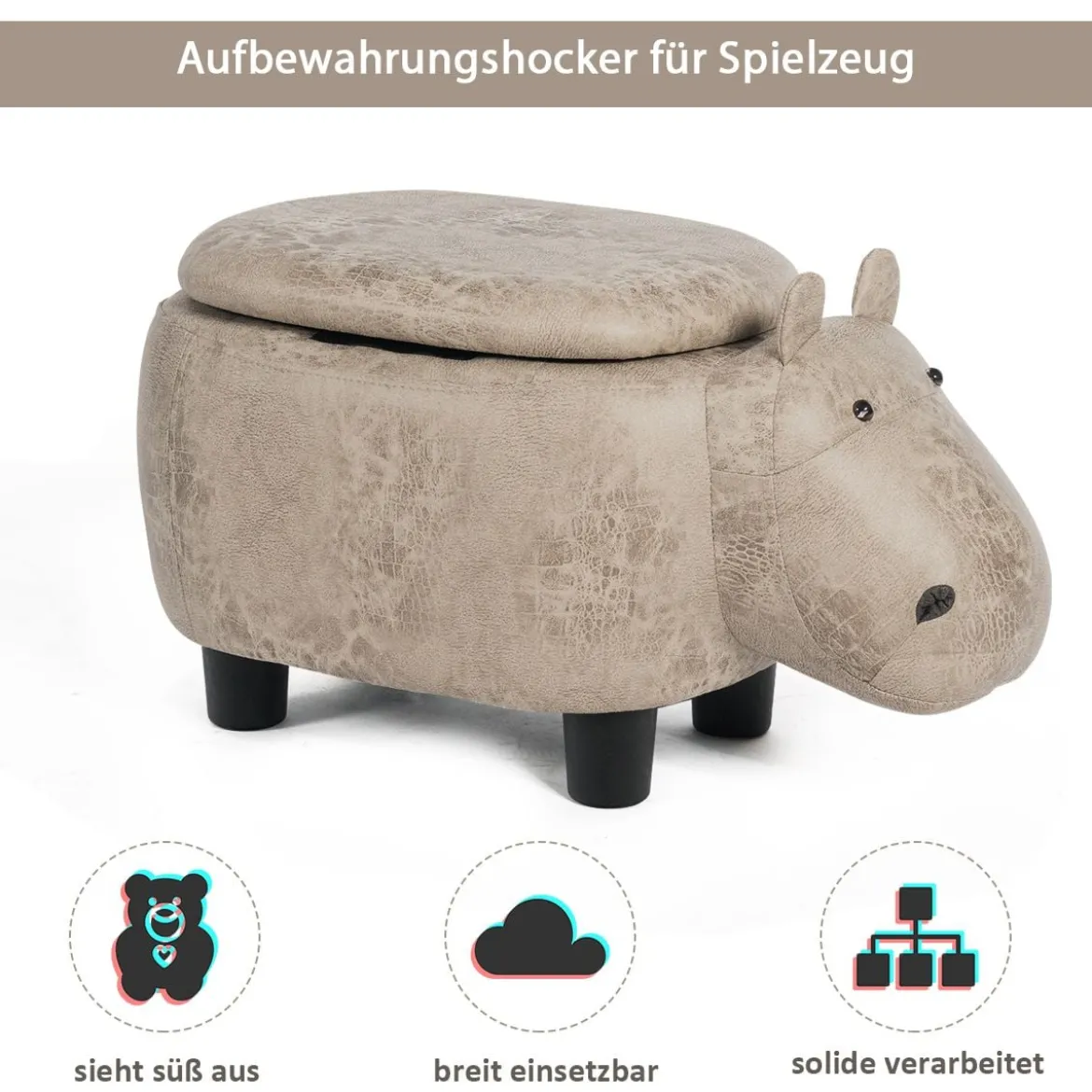 Tierhocker Kinderhocker Sitzhocker mit Stauraum Polsterhocker Sitzbank Aufbewahrungsbox