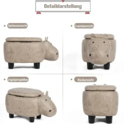 Tierhocker Kinderhocker Sitzhocker mit Stauraum Polsterhocker Sitzbank Aufbewahrungsbox