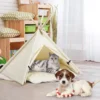 Tipi für Haustiere Zelt mit dickem und rutschfestem Kissen tragbares Haustierhaus Hundezelt Katzenzelt Beige