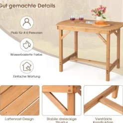 Tisch aus Tannenholz Terrassen-Esstisch 100 x 60,5 x 75 cm Natur