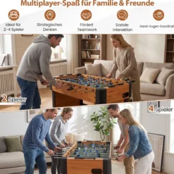 Tischfußball mit 22 Spielern & 2 Bällen & Schiebepunktezählern Fußballspieltisch Natur