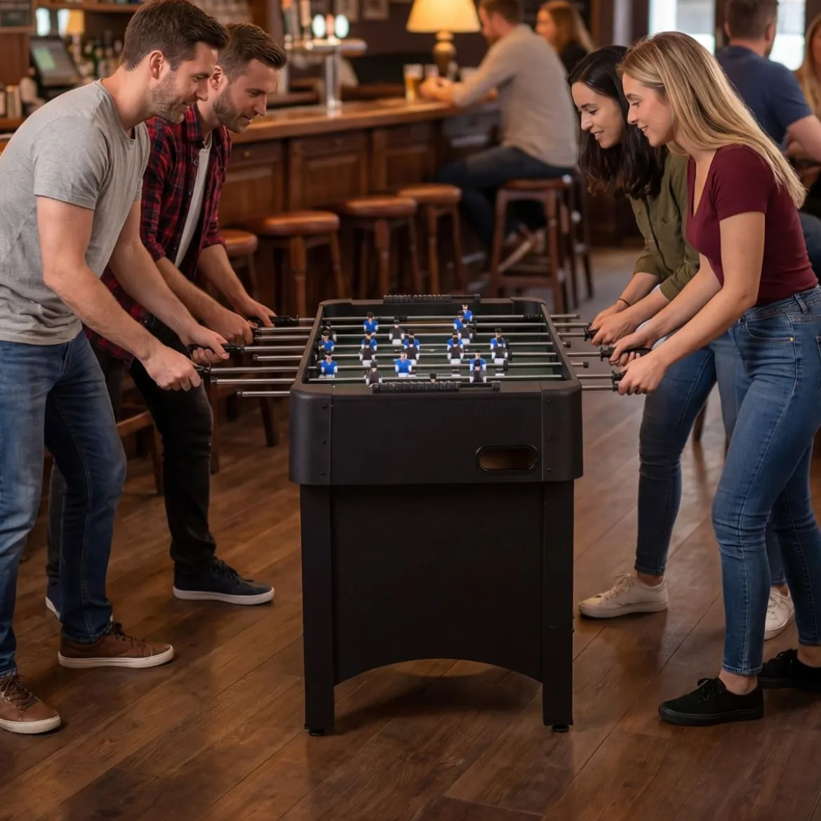 Tischfußball mit 22 Spielern & 2 Bällen & Schiebepunktezählern Fußballspieltisch Schwarz