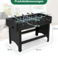 Tischfußball mit 22 Spielern & 2 Bällen & Schiebepunktezählern Fußballspieltisch Schwarz