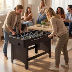 Tischfußball mit 22 Spielern & 2 Bällen & Schiebepunktezählern Fußballspieltisch Schwarz
