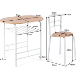 Tischgruppe 3 tlg Minimalismus Design Küche Essgruppe Esszimmergarnitur Natur