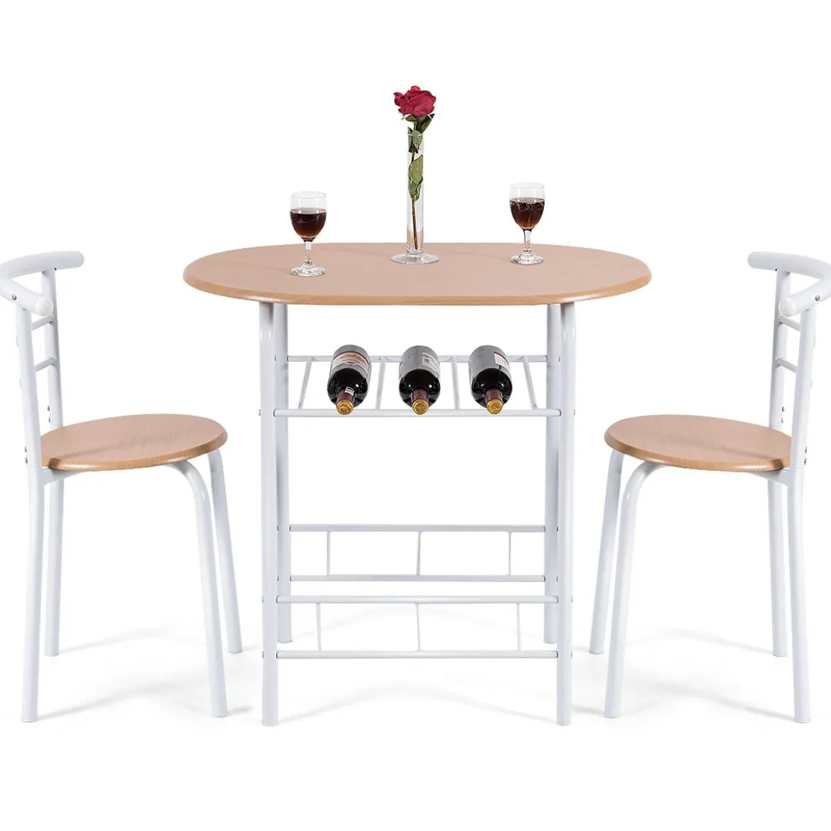 Tischgruppe 3 tlg Minimalismus Design Küche Essgruppe Esszimmergarnitur Natur