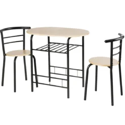 Tischgruppe 3 tlg Minimalismus Design Küche Essgruppe Esszimmergarnitur Schwarz