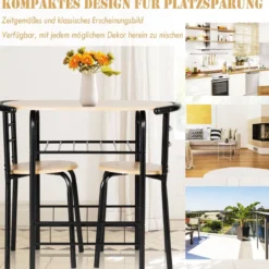 Tischgruppe 3 tlg Minimalismus Design Küche Essgruppe Esszimmergarnitur Schwarz