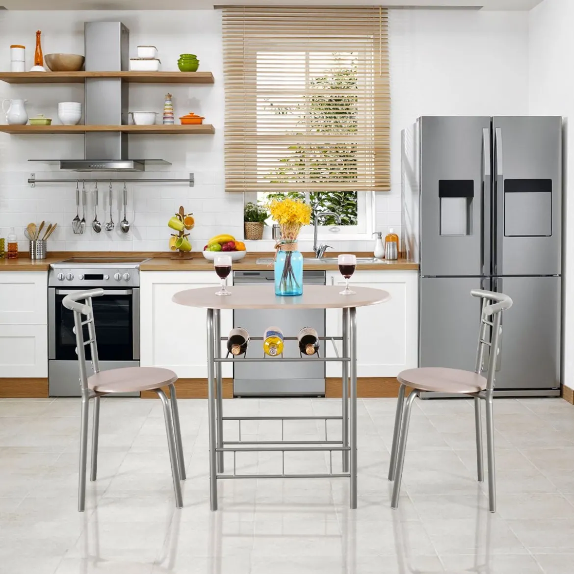 Tischgruppe 3 tlg Minimalismus Design Küche Essgruppe Esszimmergarnitur Grau
