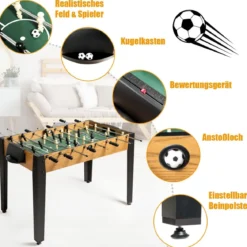 Tischkicker in Wettbewerbsgröße Kickertisch für Erwachsene und Kinder 122 x 61 x 79cm Braun