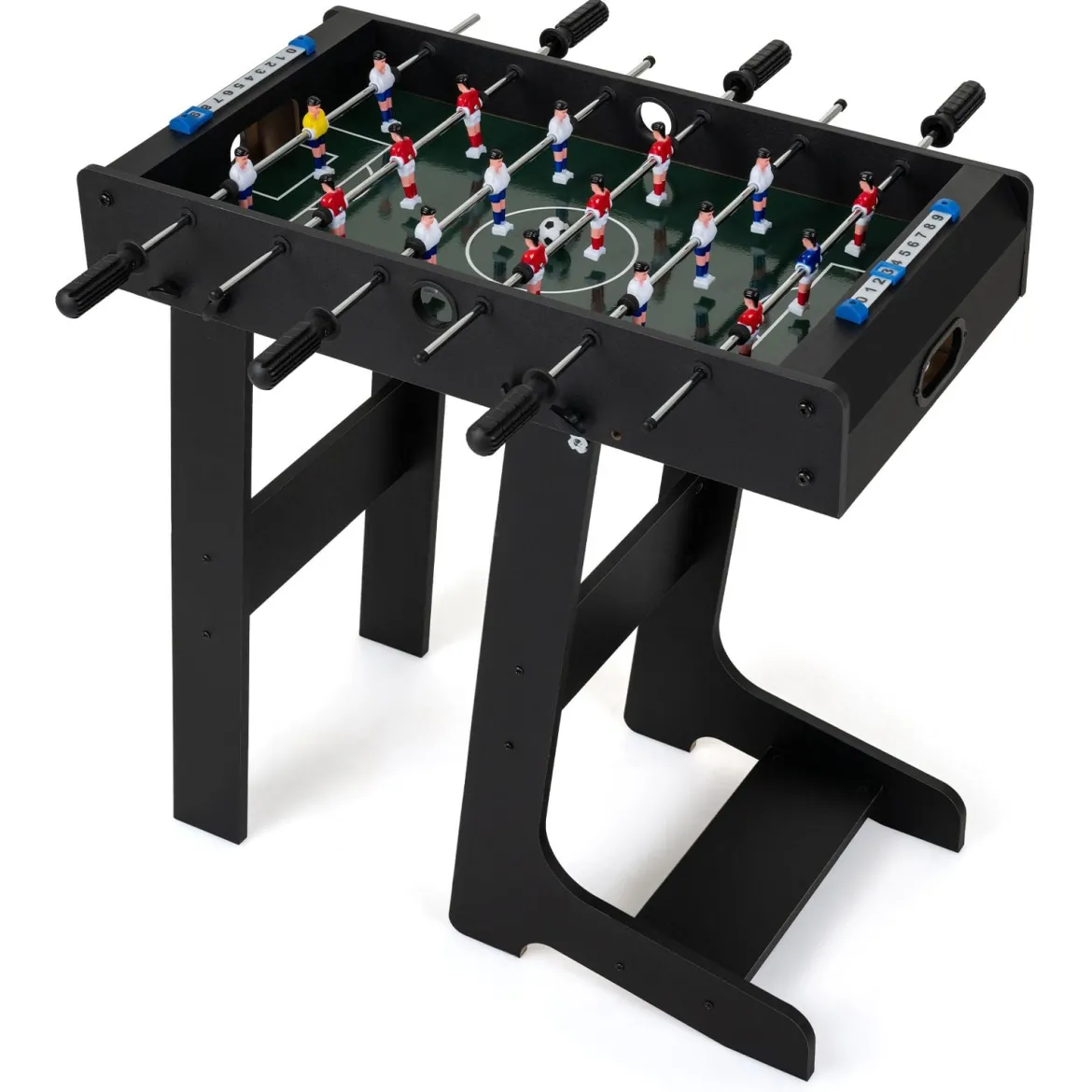 Tischkicker Platzsparender Fußballtisch mit Robustem Griff 33 x 36 x 109 cm Schwarz