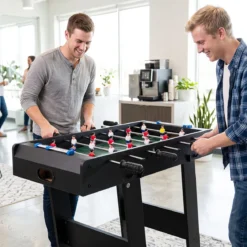 Tischkicker Platzsparender Fußballtisch mit Robustem Griff 33 x 36 x 109 cm Schwarz