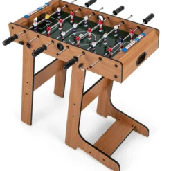 Tischkicker Platzsparender Fußballtisch mit Robustem Griff 33 x 36 x 109 cm Natur