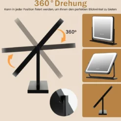 Tisch-LED-Beleuchteter Spiegel Schminkspiegel mit Lichtern 56 x 12 x 48 cm Schwarz