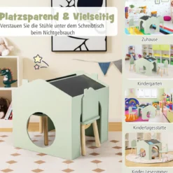 Tisch- & Stuhl-Set für Kinder Zeichentisch & 2 Stühle Grün