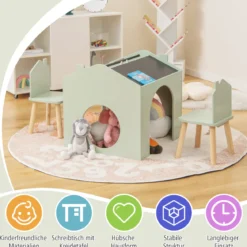 Tisch- & Stuhl-Set für Kinder Zeichentisch & 2 Stühle Grün