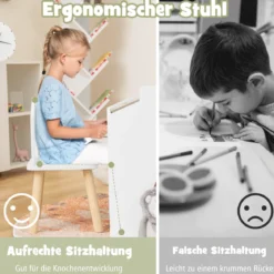 Tisch- & Stuhl-Set für Kinder Zeichentisch & 2 Stühle Weiß