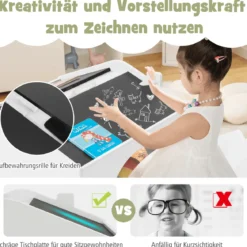 Tisch- & Stuhl-Set für Kinder Zeichentisch & 2 Stühle Weiß