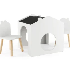 Tisch- & Stuhl-Set für Kinder Zeichentisch & 2 Stühle Weiß