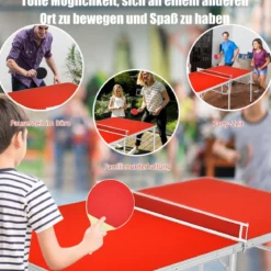 Tischtennisplatte Tischtennis Platte Tischtennistisch klappbar 152,5 x 76 x 76 cm Rot + Silber