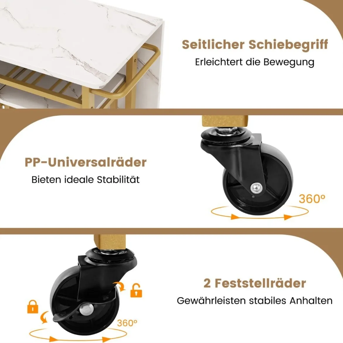 3 tlg. Ausziehbares Esstisch-SetKlappbarer Küchentisch auf Rollen mit 2 Stühlen & Weinregal