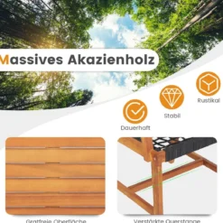 3tlg. Bistroset 2 Gartenstühle & Beistelltisch aus Akazienholz Gartenmöbel-Set