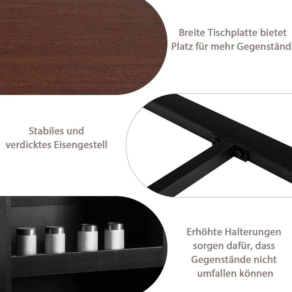 3 TLG. Esstisch Set Essgruppe mit 2 Gepolsterten Stühlen Thekentisch mit 3 Seitenregalen Industriell