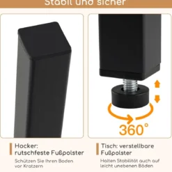 3 TLG. Esstischset mit Stehtisch & 2 Hockern Industrieller Küchentisch in Thekenhöhe Sitzgarnitur
