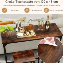 3 TLG. Esstischset mit Stehtisch & 2 Hockern Industrieller Küchentisch in Thekenhöhe Sitzgarnitur
