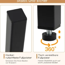 3 TLG. Esstischset mit Stehtisch & 2 Hockern Industrieller Küchentisch in Thekenhöhe Sitzgarnitur