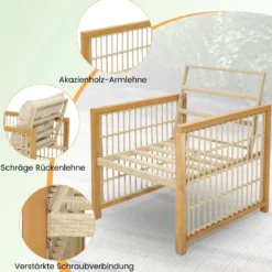 3tlg. Gartenmöbel Akazienholz Set inkl. 2 Holzsessel und 1 Beistelltisch