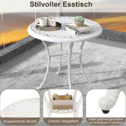 5-TLG. Gartenmöbel Set aus Aluminiumguss inkl. 4 Stühle & 1 Tisch mit Schirmloch Gartengarnitur