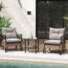 5tlg. Gartenmöbel Set aus PE-Polyrattan inkl. Hocker & Tisch & 2 Stühle mit Kissen Balkonset