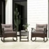 3tlg. Gartenmöbel Set aus PE-Polyrattan inkl. 2 Schaukelstühle mit Kissen & Tisch Balkonmöbel