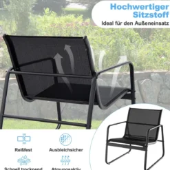 3-TLG. Gartenmöbel Set Balkonset mit 2 Stühlen und Tisch Balkonmöbel mit atmungsaktivem Stoff Schwarz