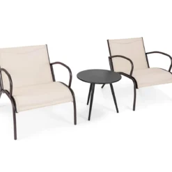 3-TLG. Gartenmöbel Set Balkonset mit 2 Stühlen & Tisch Balkonmöbel mit Breiter Sitzfläche