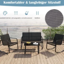 4-TLG. Gartenmöbel Set mit Sanfter Schaukelbewegung Sitzgruppe für 4 Personen