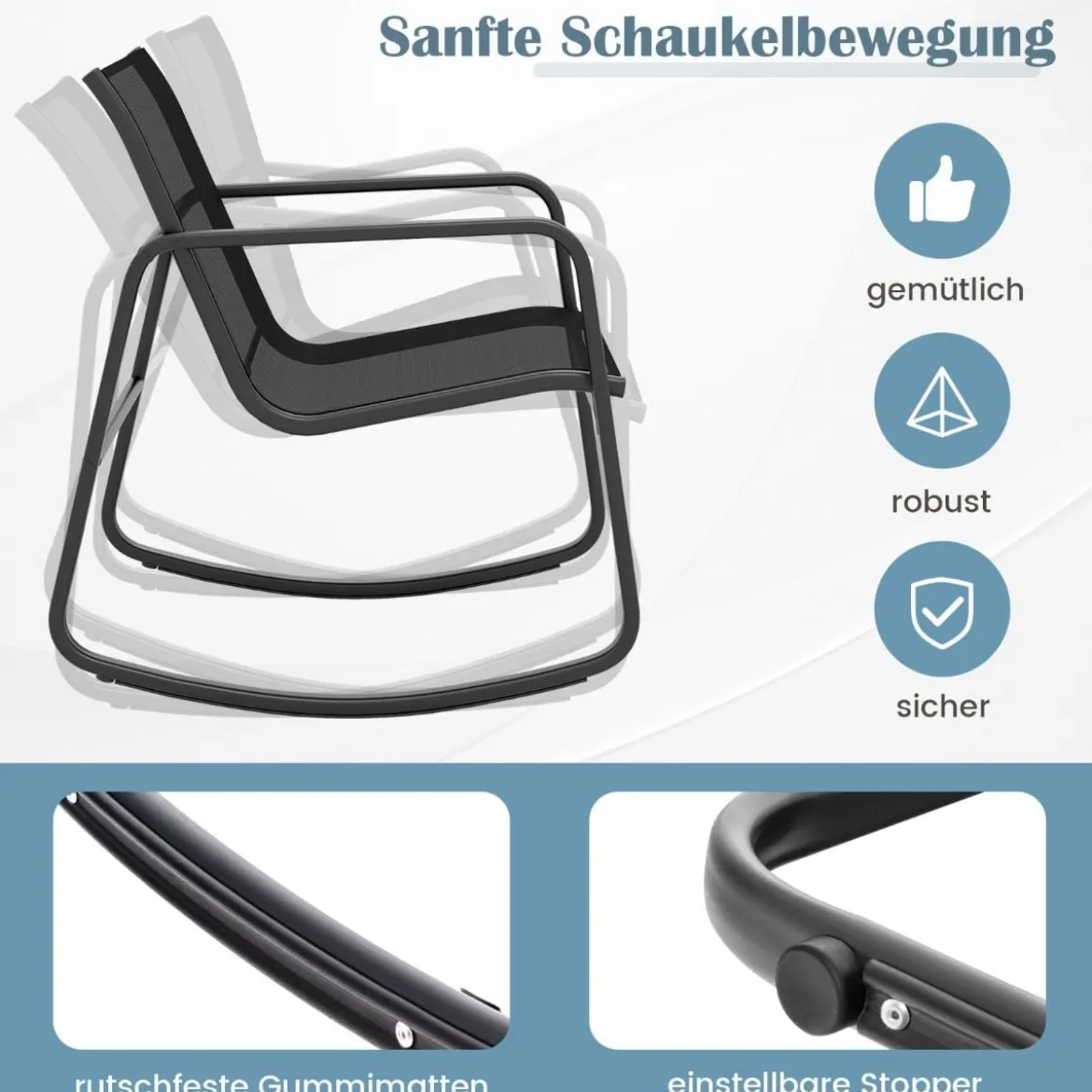 4-TLG. Gartenmöbel Set mit Sanfter Schaukelbewegung Sitzgruppe für 4 Personen