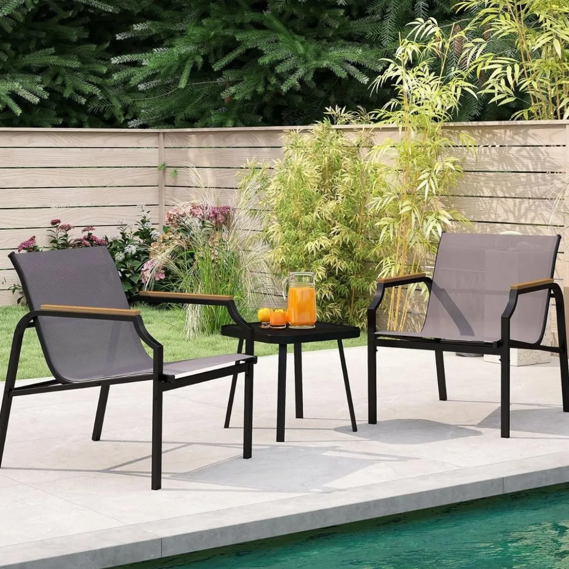 3-TLG. Gartenmöbel Set mit 2 Stühlen & Tisch Balkonset Balkonmöbel Gartengarnitur