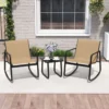 3-tlg. Gartenmöbel Set mit 2 Stühle & Tisch Balkonset mit Sanfter Schaukelbewegung Braun