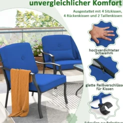4-TLG. Gartenmöbel Set Terrassenmöbel mit Sitz- Rücken- & Taillenkissen Gartengarnitur