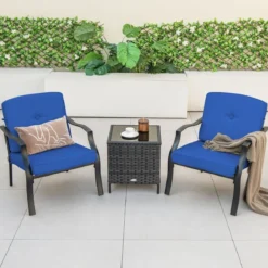 4-TLG. Gartenmöbel Set Terrassenmöbel mit Sitz- Rücken- & Taillenkissen Gartengarnitur