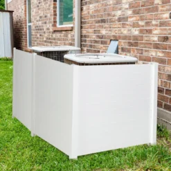 2 TLG. Gartenzaun mit Pfosten & Schutzkappen 124 cm Hoch PVC Sichtschutzzaun Steckzaun Weiß