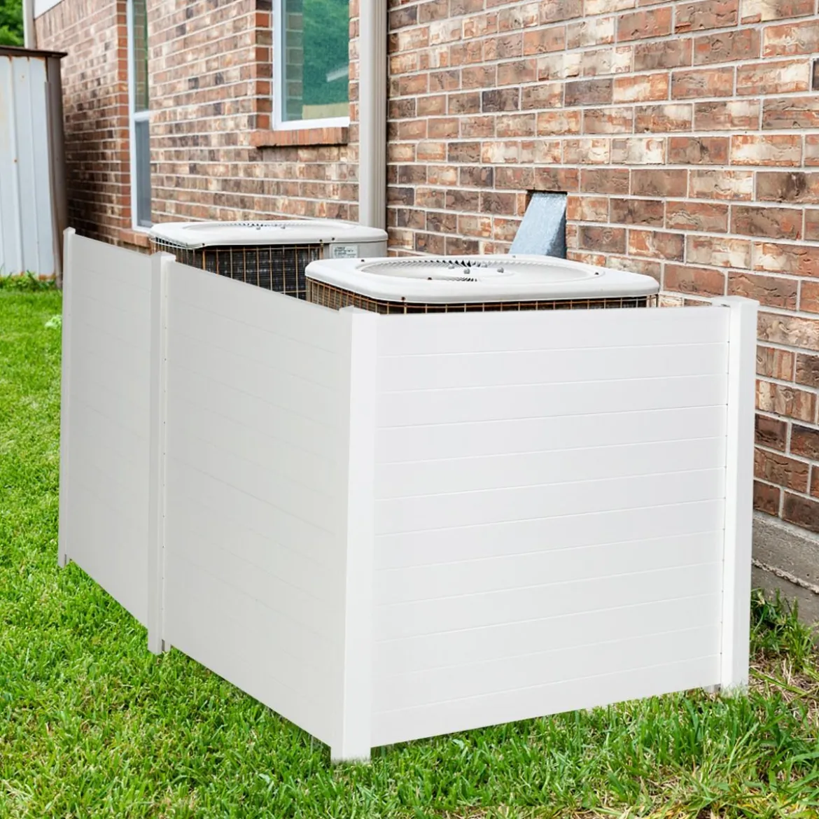 2 TLG. Gartenzaun mit Pfosten & Schutzkappen 124 cm Hoch PVC Sichtschutzzaun Steckzaun Weiß