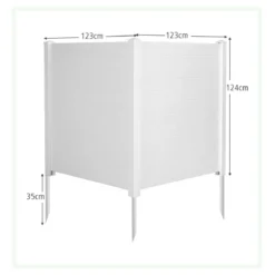 2 TLG. Gartenzaun mit Pfosten & Schutzkappen 124 cm Hoch PVC Sichtschutzzaun Steckzaun Weiß
