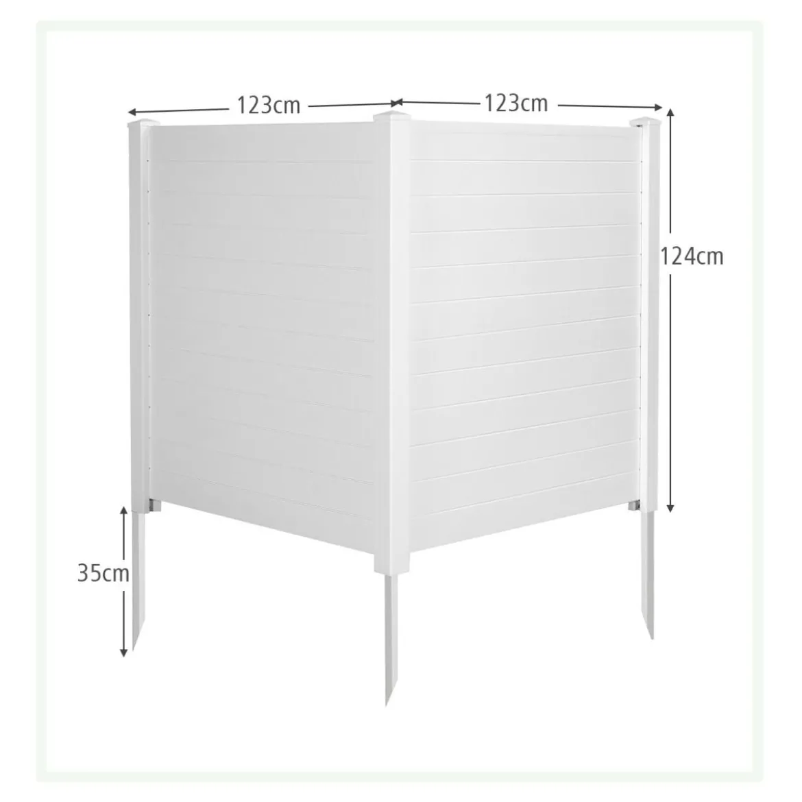 2 TLG. Gartenzaun mit Pfosten & Schutzkappen 124 cm Hoch PVC Sichtschutzzaun Steckzaun Weiß
