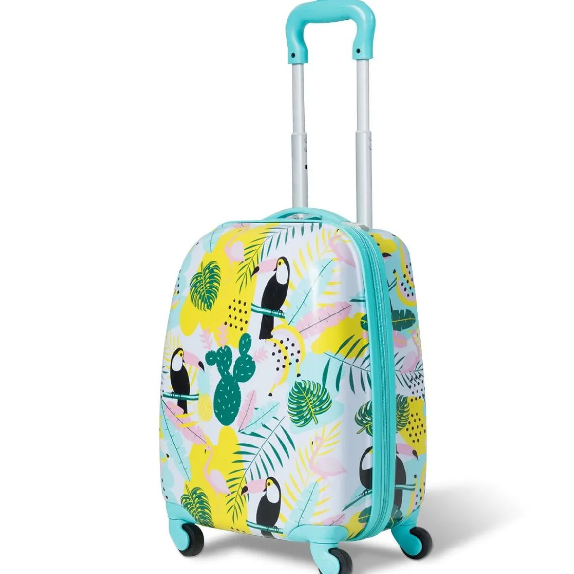 2 tlg Kindergepäck Flamingosblid Reisekoffer Kinderkoffer + Rucksack Blau